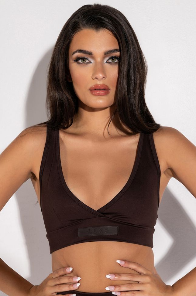 Front View Basic Luxe Mocha Bralette