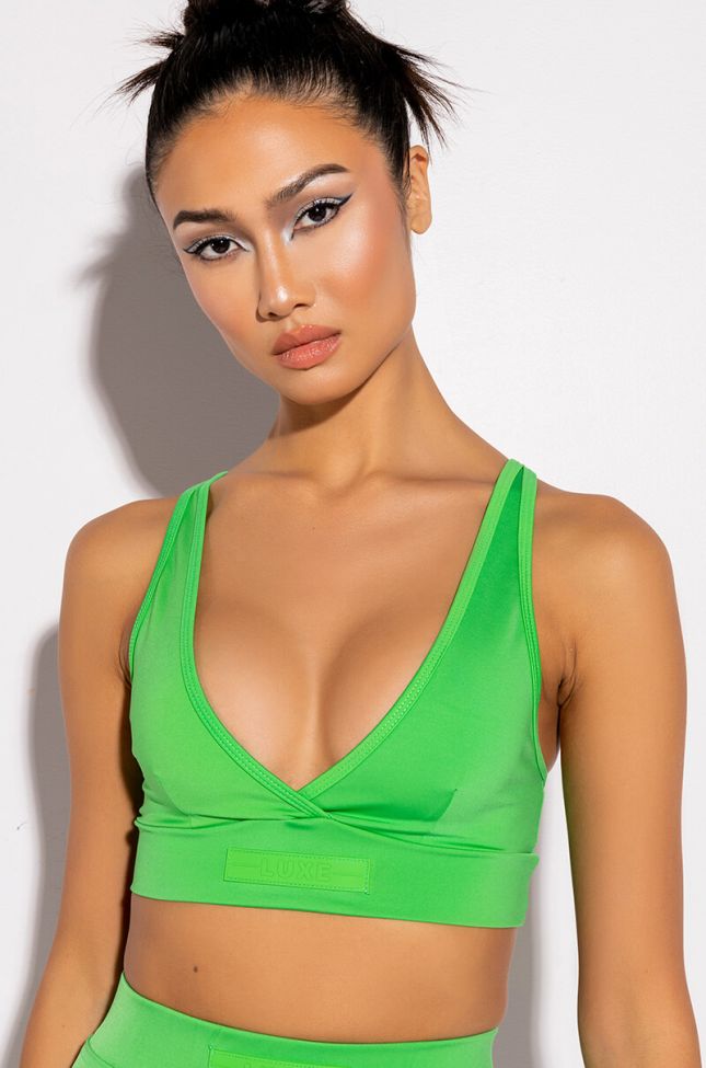Front View Basic Luxe Neon Green Bralette
