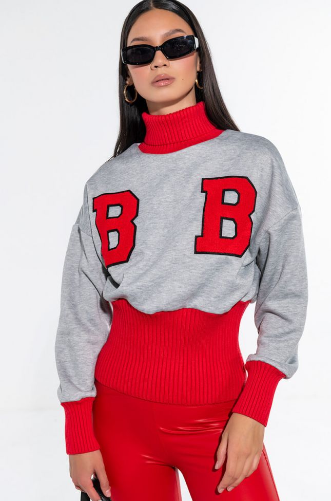 Front View Bb Varsity Sweatshirt With Patches