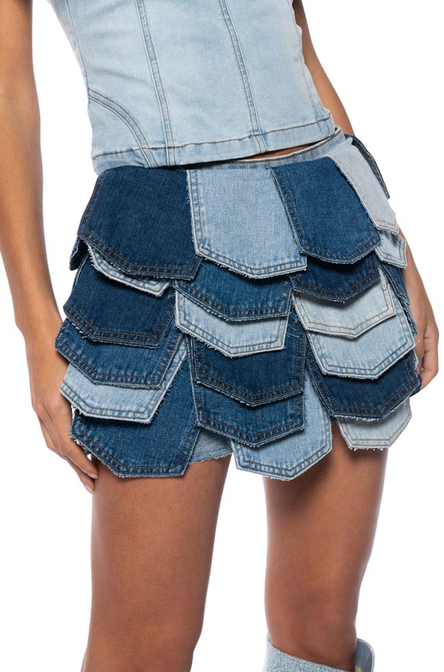 Side View Be With Me Panel Denim Mini Skirt