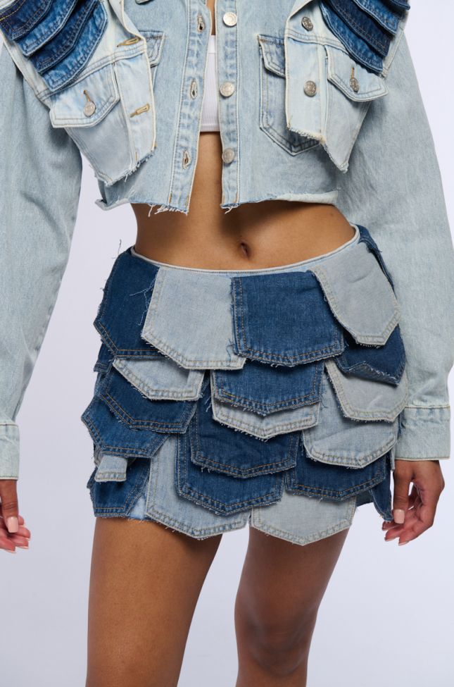 Extra View Be With Me Panel Denim Mini Skirt