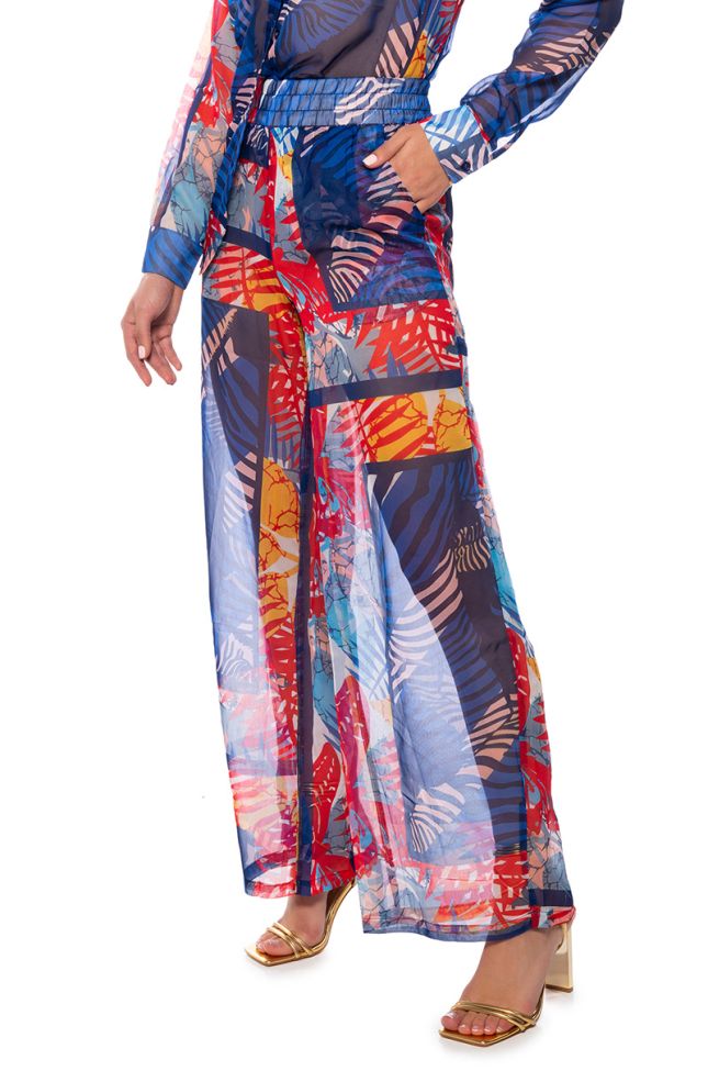 Front View Beachy Day Lightweight Wide Leg Palazzo Pant
