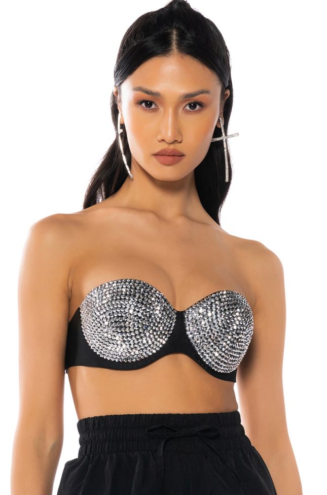 Front View Bedazzle Support Bra D Cup