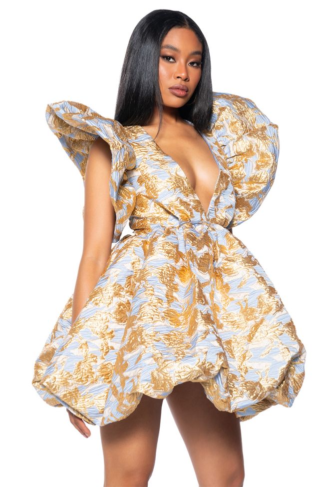 Front View Belle Of The Ball Brocade Mini Dress