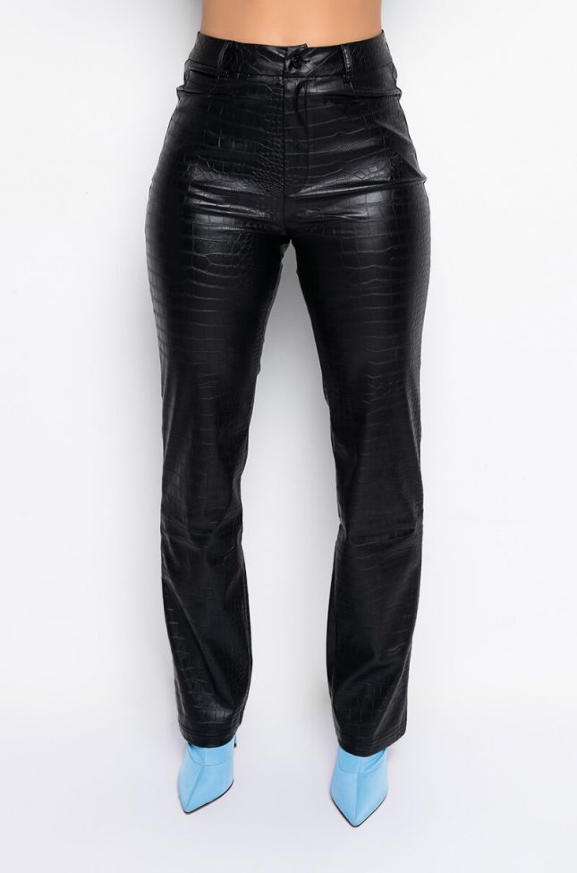 Front View Besame High Waisted Croc Skinny Pants