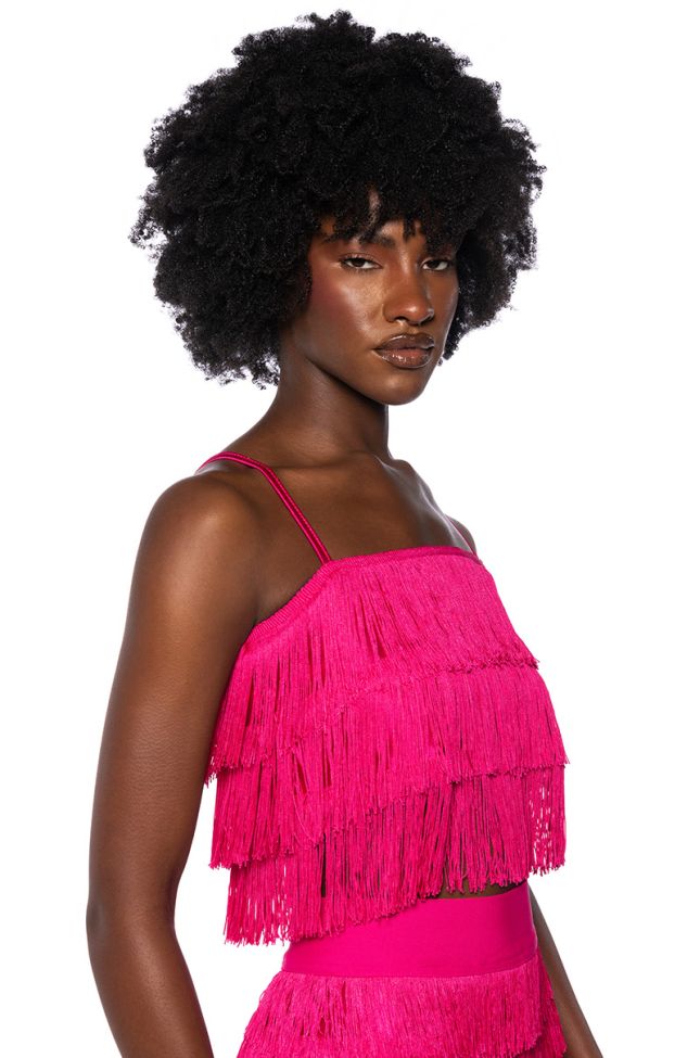 Side View Best Ever Fringe Tank Top In Fuchsia