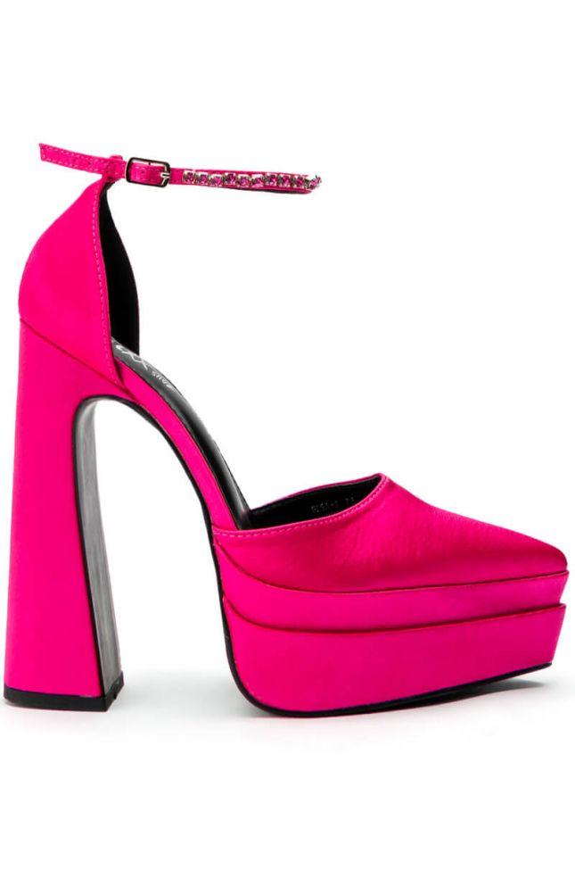 Side View Best Foot Forward Chunky Pump With Ankle Strap In Pink