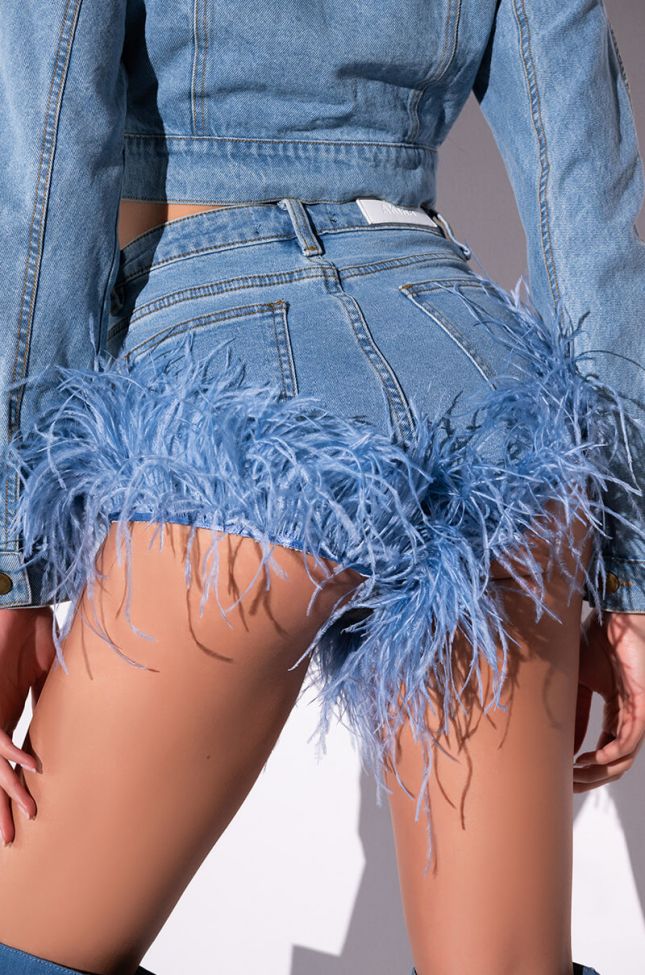 Back View Big Energy Feather Jean Short