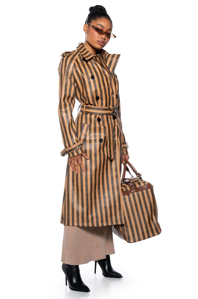 Front View Bleeker Street Stripe Pu Trench