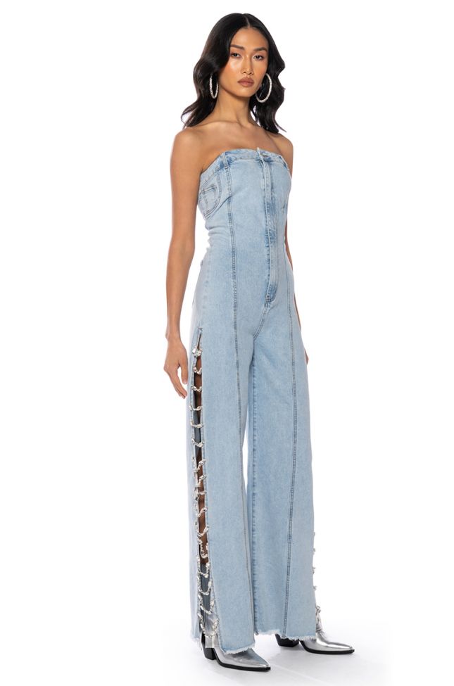 Side View Bling Baby Denim Jumpsuit