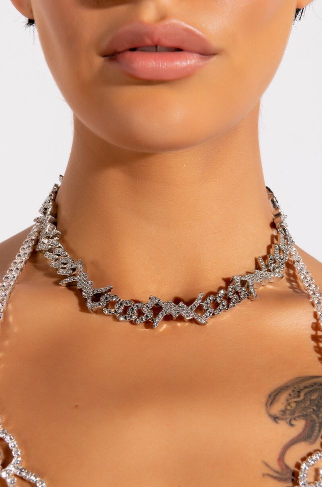 Front View Bling Barbed Wire Choker