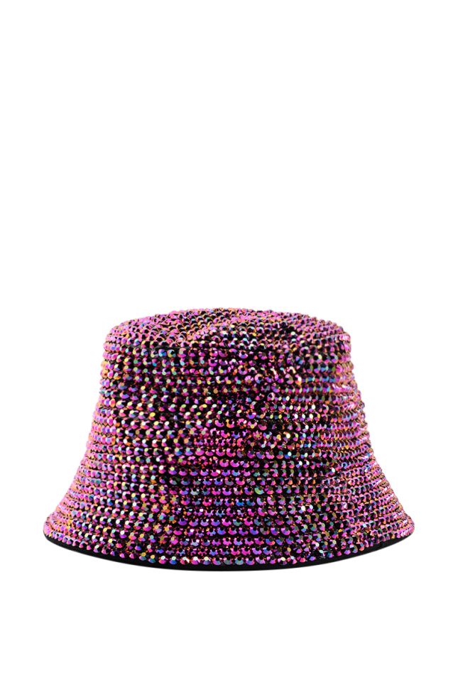 Side View Bling Queen Bucket Hat In Pink