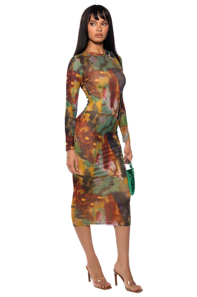Side View Blooming At My Own Pace Long Sleeve Midi Dress