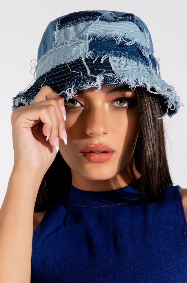 Front View Blue Jean Baby Bucket Hat