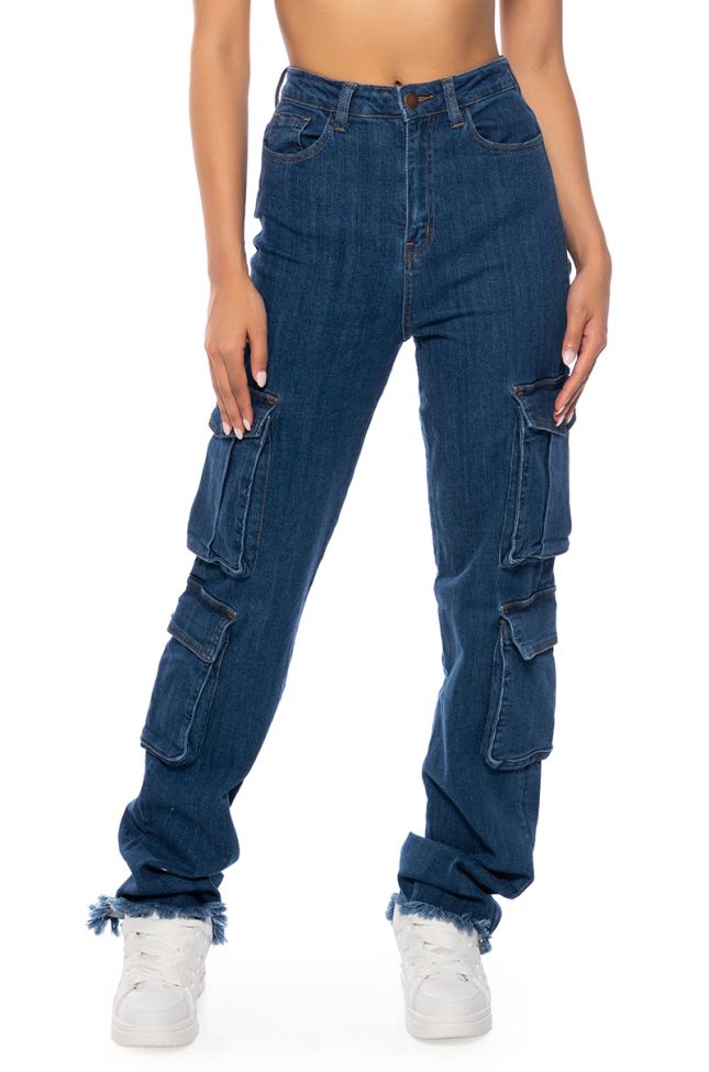Front View Bonsoir Straight Cargo Jeans