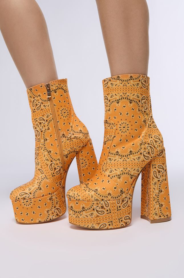 Front View Borg Platform Bootie In Yellow
