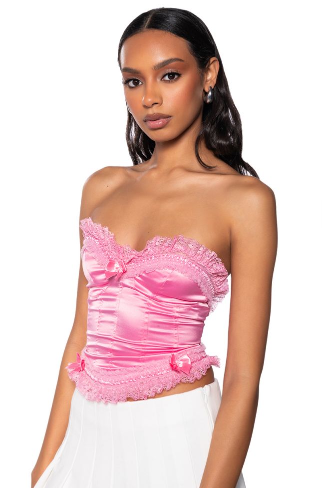 Side View Bring On The Flirt Lace Detailed Corset Top