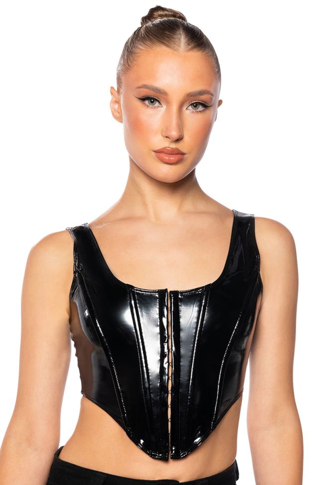 Front View Bringing The Heat Latex Corset Top