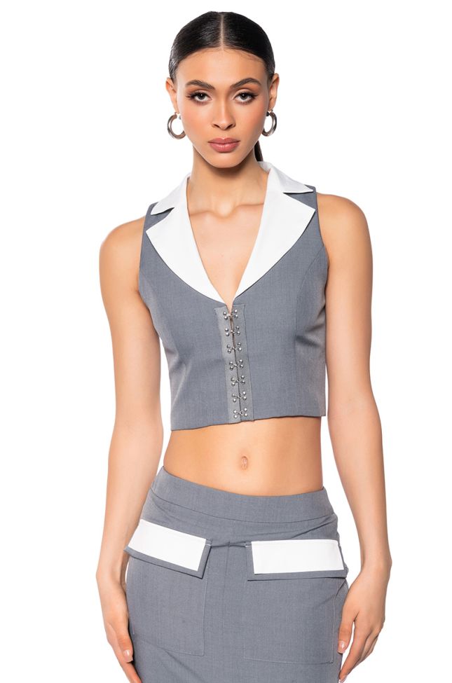 Front View Britney Collared Vest Top