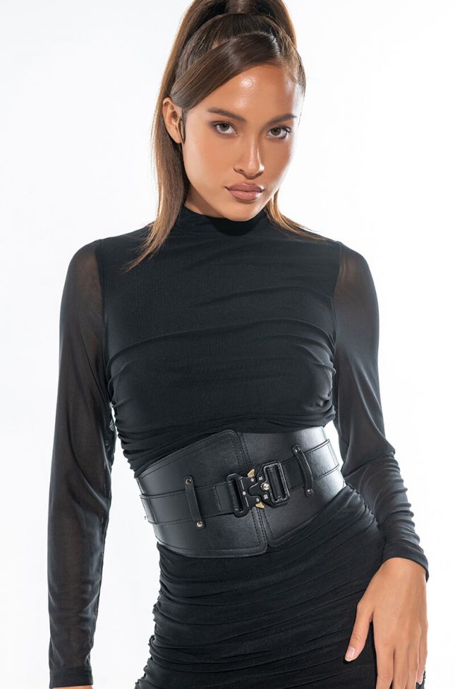 Front View Buckle Up Bitch Stretch Belt