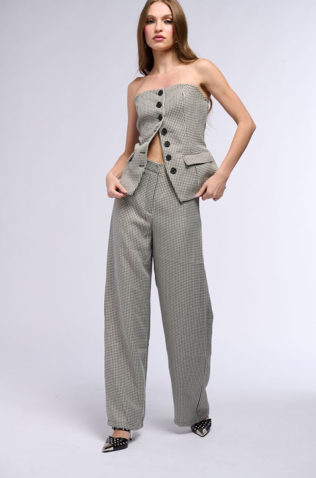 Extra View Business Casual Houndstooth Wide Leg Woven Trouser
