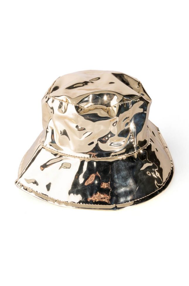 Front View Buss It Gold Oversized Bucket Hat