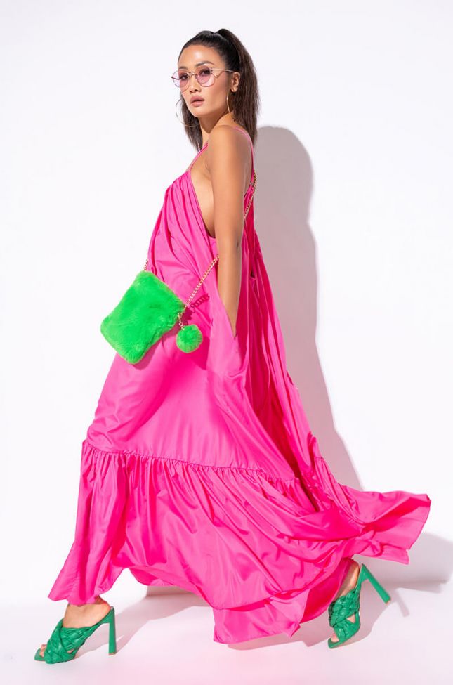 Front View Busy Living Maxi Dress in Fuchsia