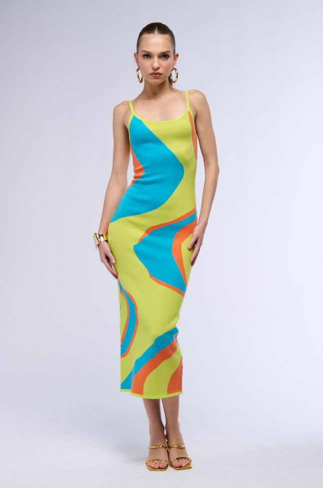Front View Call Me Crazy Knit Midi Dress