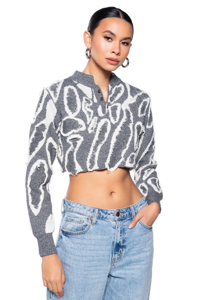 Front View Call Me Mine Cropped Button Up Sweater