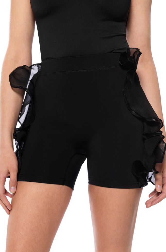 Side View Camellia Biker Shorts In Black