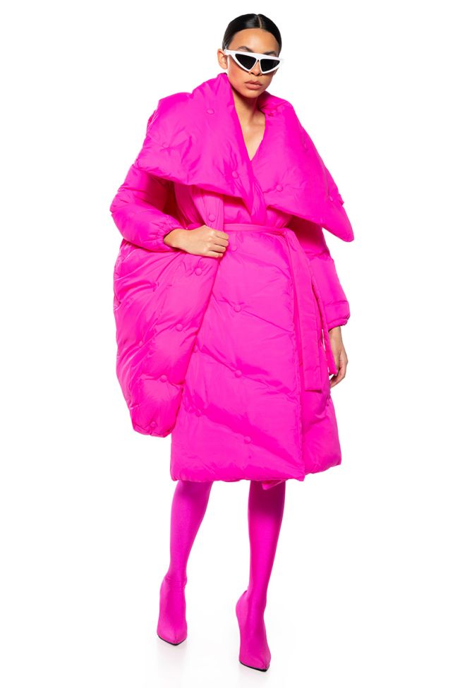 Back View Camping Tufted Puffer Coat In Pink
