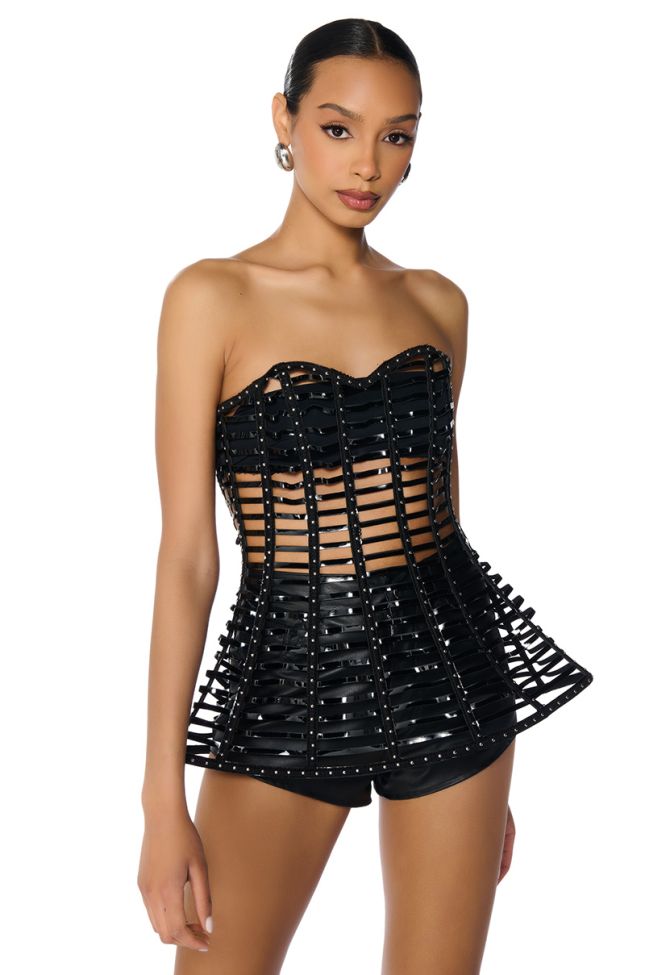Front View Cant Compete Caged Corset Top