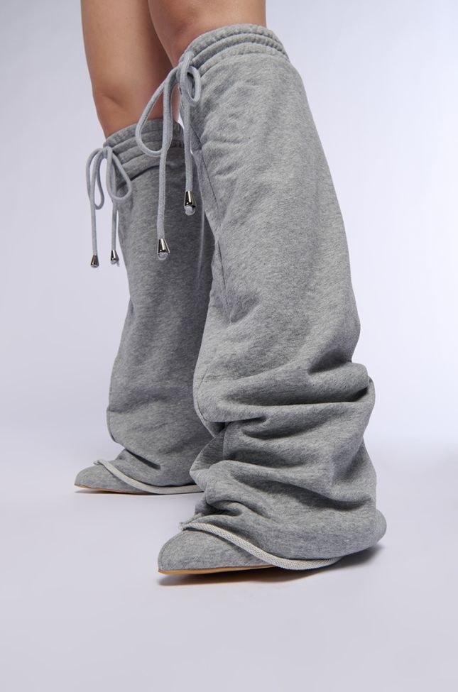 Front View Cario Grey Sweatpant Boot