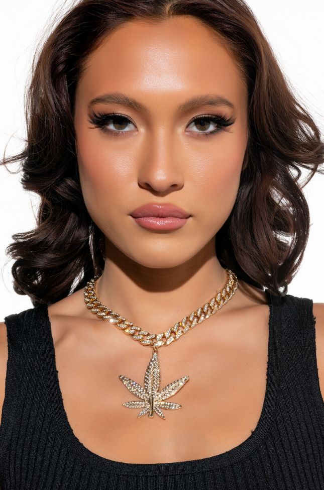 Front View Catch A Vibe Statement Rhinestone Necklace
