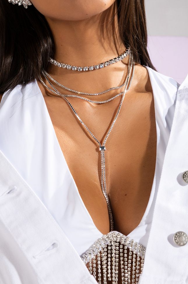 Front View Cece Icy Lariat Choker