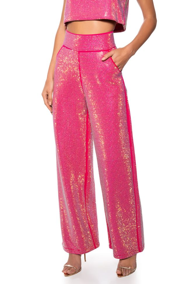 Side View Center Of Attention Rhinestone Pant In Pink