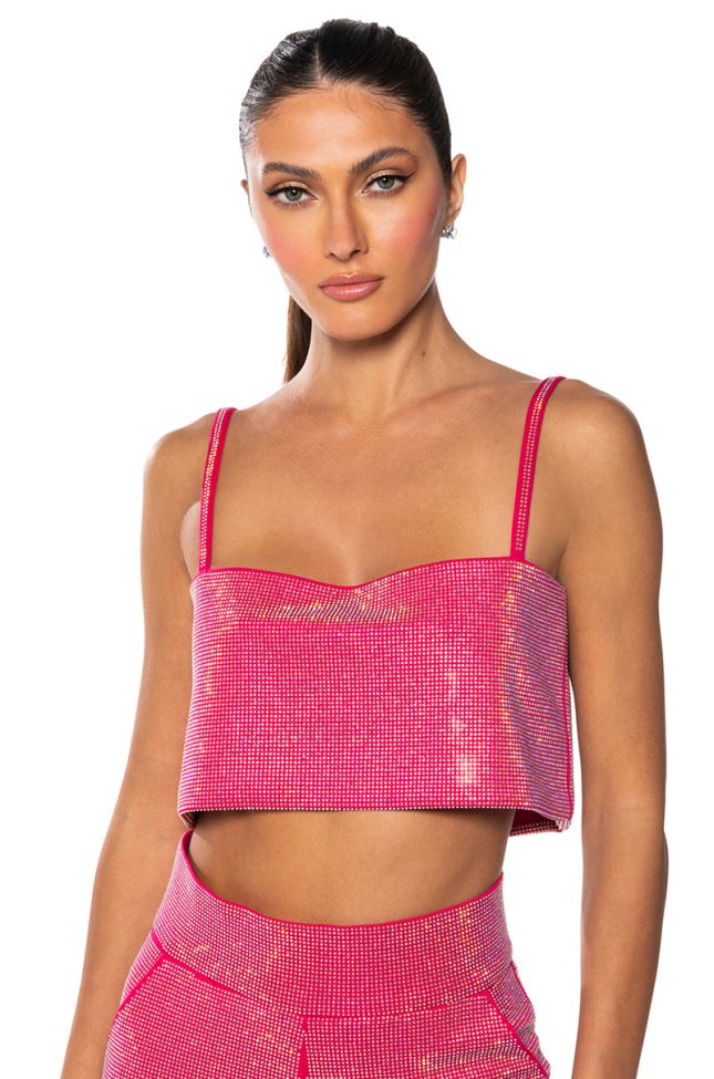 CENTER OF ATTENTION RHINESTONE TOP IN PINK