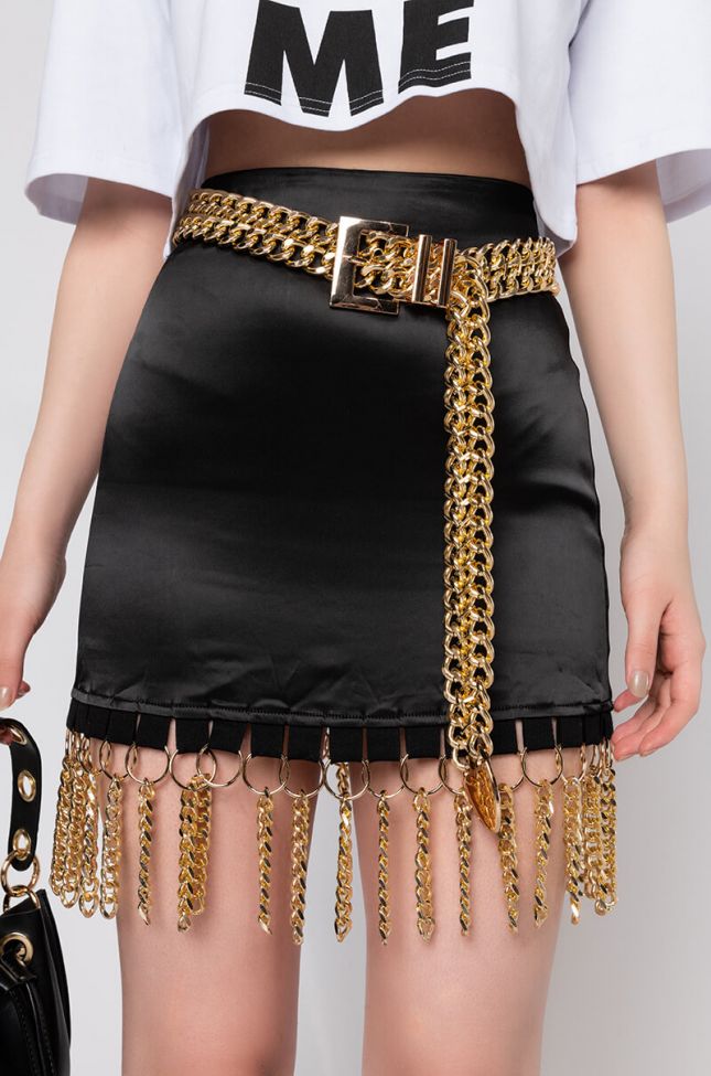 Front View Chain Link Belt in Gold
