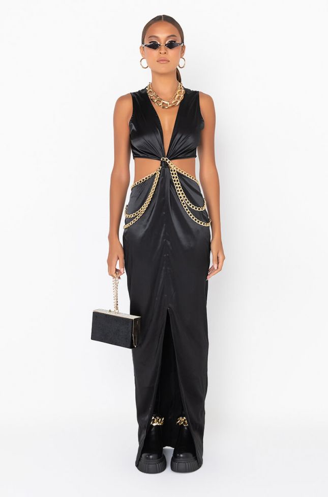 Side View Chain Me Up Satin Maxi Dress