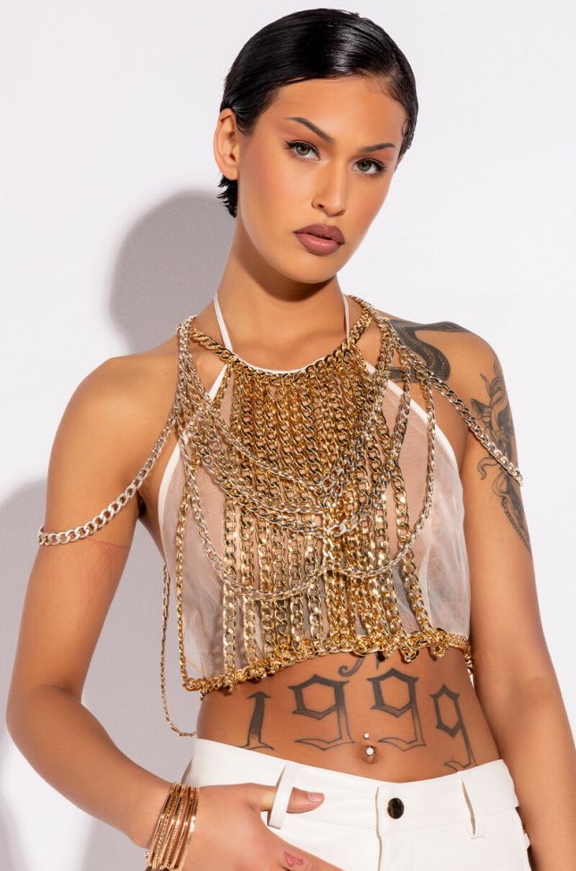 Front View Chained To The Rhythm Chain Harness