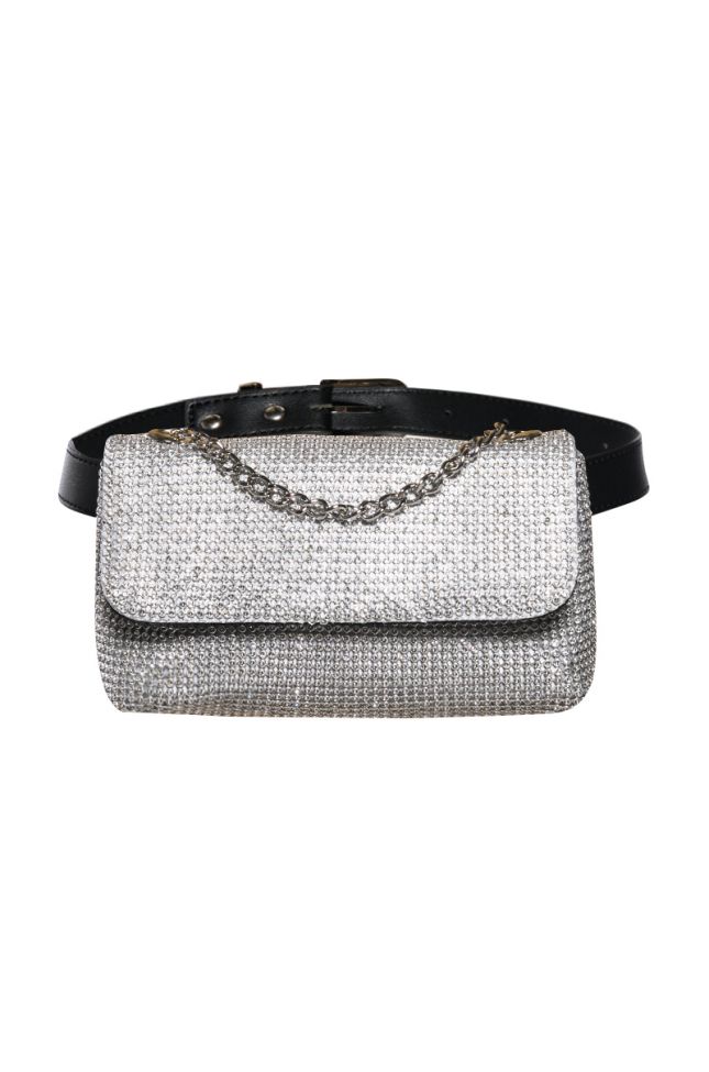 CHECKED OUT RHINESTONE FANNY PACK