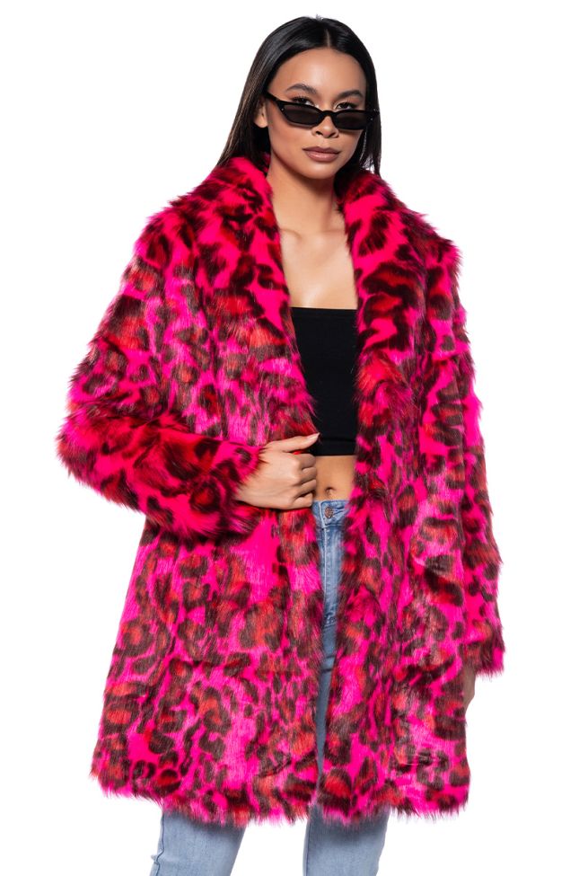 Extra View Cheetah Dynasty Pink Multi Faux Fur Jacket