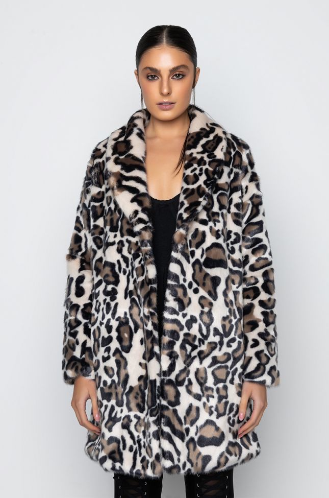 Side View Cheetah Faux Fur Coat