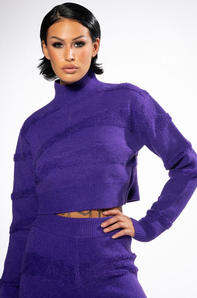Front View Cheyenne Cropped Mock Neck Sweater