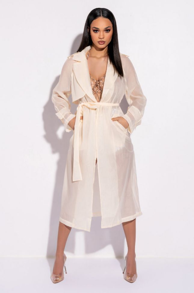 Front View Chiffon Chateau Mesh Trench