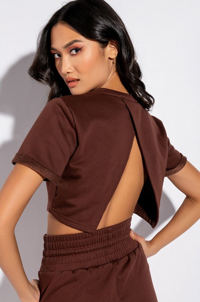 Front View Cici Cropped Open Back Tshirt