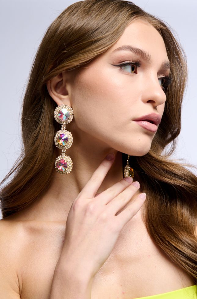 Front View Classy Babe Embellished Drop Earrings