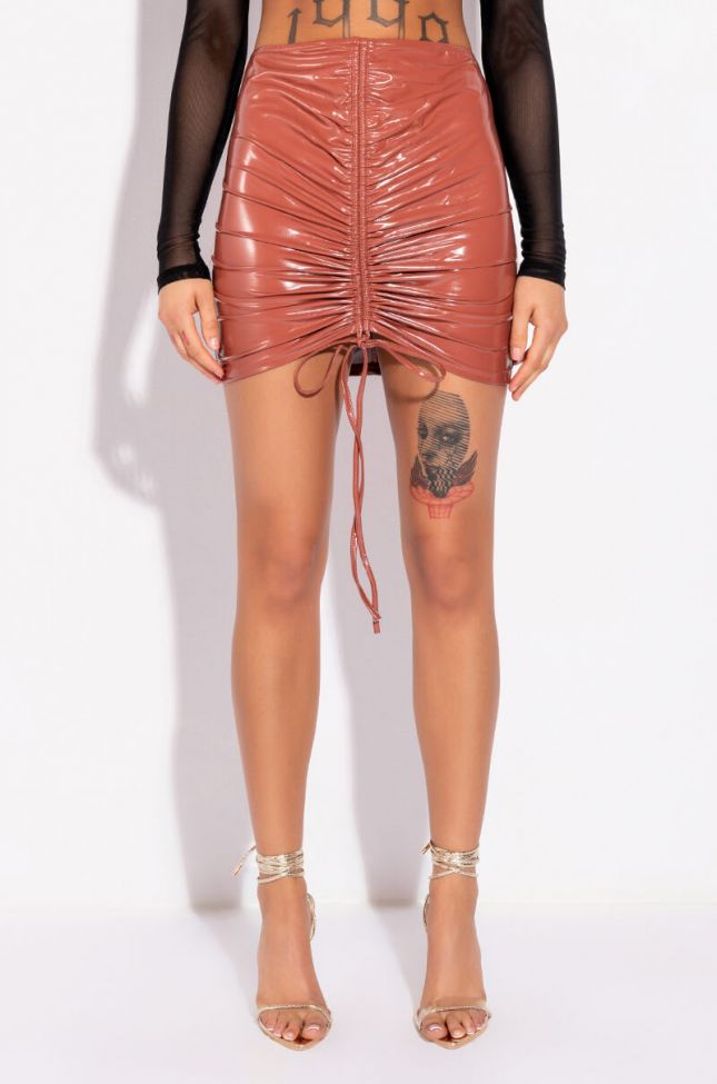 Front View Club Vibe Patent Leather Mini Skirt