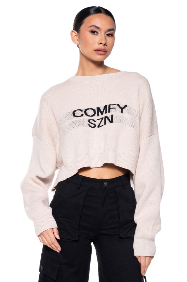 Front View Comfy Season Cropped Sweater