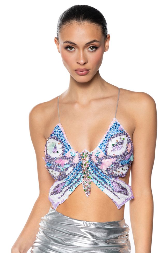 Front View Connie Embellished Butterfly Top